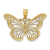 14k Yellow Gold And Rhodium Diamond-Cut Polished Open Butterfly Pendant