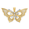 14k Yellow Gold With Rhodium-Plated Diamond-Cut Butterfly Pendant