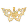 14k Yellow Gold With Rhodium-Plated Diamond-Cut Butterfly Pendant