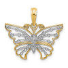 14k Yellow Gold and Rhodium-Plated Diamond-cut Butterfly Pendant K9435