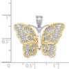 14k White Gold w/Yellow Plating Polished Filigree Butterfly Pendant