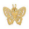 14k Yellow Gold Brushed and Diamond-cut Butterfly Slide Pendant