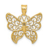 14k Yellow Gold Filigree Butterfly Pendant