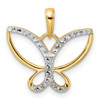 14k Yellow Gold and White Rhodium Diamond-cut Butterfly Pendant M2970