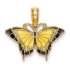 14k Yellow Gold Small Enameled Yellow Butterfly Pendant