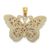 14k Two-tone Gold w/White Rhodium Cut-out 2-level Butterfly Pendant