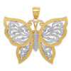 14k Yellow Gold and Rhodium Shiny-Cut Butterfly Pendant K3238