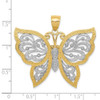 14k Yellow Gold and Rhodium Shiny-Cut Butterfly Pendant K3238