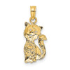 14k Two-tone Gold Cat w/Heart Pendant