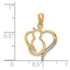 14k Yellow Gold And Rhodium Sitting Cat In A Heart Pendant
