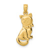14k Yellow Gold 3-D Polished and Bow Sitting Cat Pendant