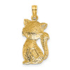 14k Yellow Gold 2-D Sitting Cat Pendant