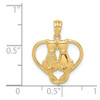 14k Yellow Gold Sitting Cats In A Heart Pendant