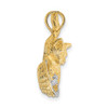 14k Yellow Gold And Rhodium Cat Playing With Yarn In Basket Pendant