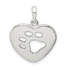 Sterling Silver Polished Heart w/Paw Print Pendant