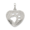 Sterling Silver Polished Heart w/Paw Print Pendant