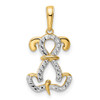 14k Yellow Gold and White Rhodium Diamond-cut Puppy Sitting Pendant