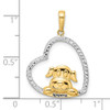 14k Yellow Gold and White Rhodium Diamond-cut Puppy in Heart Pendant