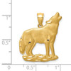 14k Yellow Gold Brushed Diamond-Cut Wolf Pendant