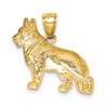 Mens 14k Yellow Gold Diamond-Cut German Shepard Pendant