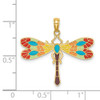 14k Yellow Gold Multi Color Enamel Dragonfly Pendant K6986