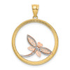 14k Yellow and Rose Gold with Rhodium Dragonfly Pendant