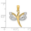 14k Yellow Gold And Rhodium Dragonfly Pendant