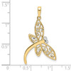 14k Yellow Gold and White Rhodium Diamond-cut Filigree Dragonfly Pendant