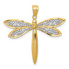 14k Yellow Gold with Rhodium Dragonfly Pendant C3464