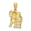 14k Yellow Gold 2-D Elephant w/Raised Trunk Pendant