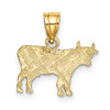 14k Yellow Gold Flat and Engraved Cow Pendant