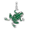 Sterling Silver Polished Enameled Green Frog Pendant