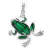 Sterling Silver Polished Enameled Green Frog Pendant