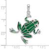 Sterling Silver Polished Enameled Green Frog Pendant
