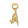 14k Yellow Gold 3-D Textured Mini Frog Facing Down Pendant