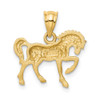 14k Yellow Gold Satin and Diamond-cut Horse Pendant