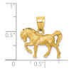 14k Yellow Gold Satin and Diamond-cut Horse Pendant