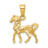 14k Yellow Gold Solid Polished 3-D Horse Pendant