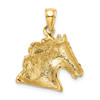 14k Yellow Gold Textured Horse Head Pendant