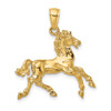14k Yellow Gold 3-D Horse Trotting Pendant