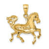 14k Yellow Gold 2-D Horse Pendant K6545