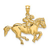 14k Yellow Gold 2-D Jockey On Horse Pendant