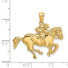 14k Yellow Gold 2-D Jockey On Horse Pendant