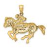 14k Yellow Gold 2-D Jockey On Horse Pendant