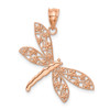 14k Rose Gold Polished Dragonfly Pendant