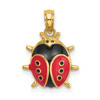 14k Yellow Gold Enameled Ladybug Pendant K7068