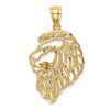 Mens 14k Yellow Gold Diamond-Cut Lion Profile Pendant