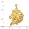 Mens 14k Yellow Gold Brushed and Shiny-Cut Lion Head Pendant D4480