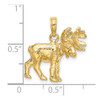 14k Yellow Gold 3-D Textured Moose Pendant K6605