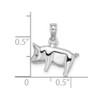 14k White Gold 3-D Polished Pig With Curly Tail Pendant